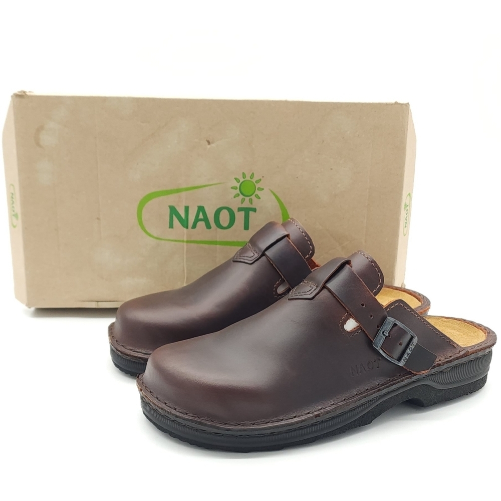 Naot Fiord Women's Buffalo Leather Clogs Slip On Cork Footbed Size 10